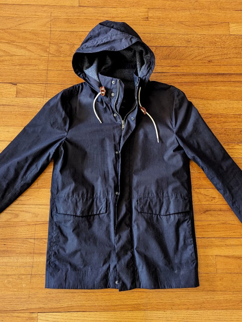 COS Navy Blue Hooded Jacket; Mens Small